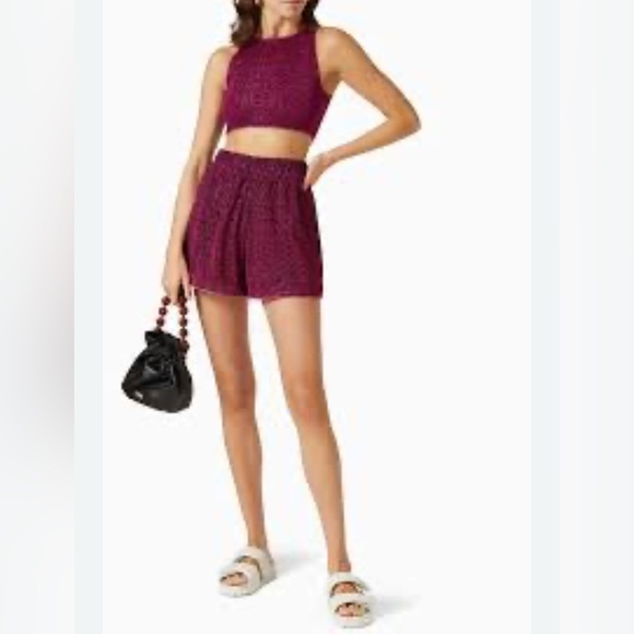 OSEREE Lumiere Crop Top and Boxing Shorts in Stretch Lurex - Picture 1 of 4